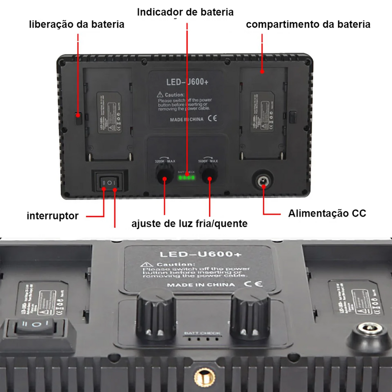 Lâmpada LED para Estúdio Fotográfico Portátil, Gravação de Vídeo