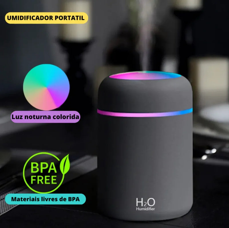 AromaFresh: Umidificador Ultrassônico com LED Colorido para Aromaterapia