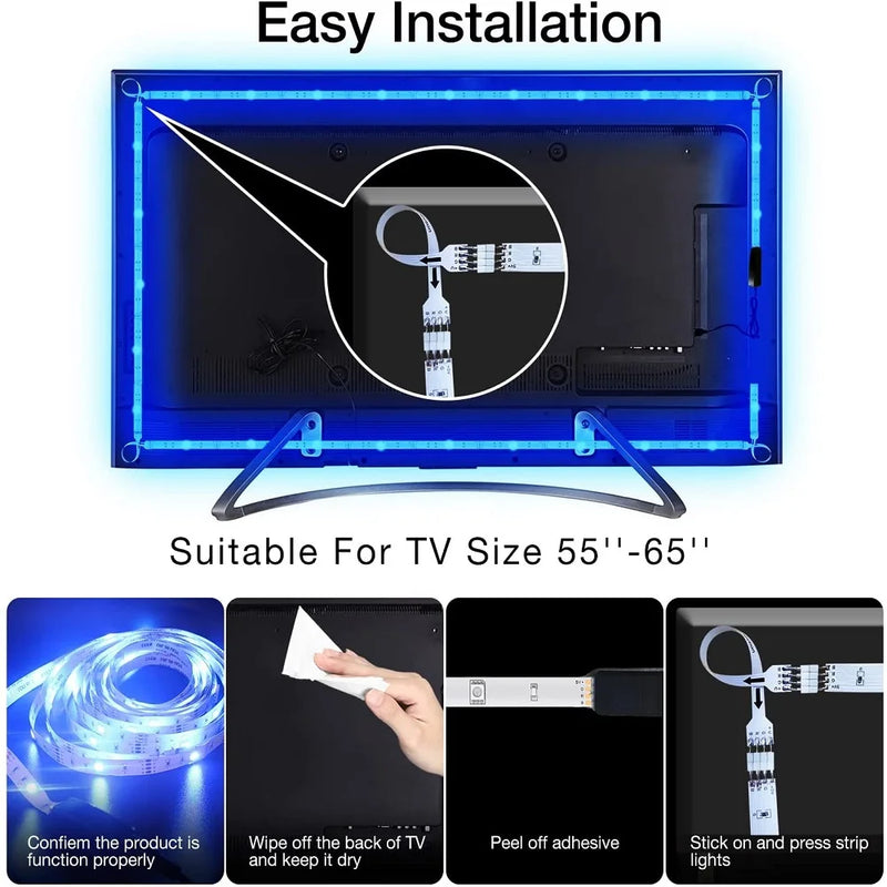 Luzes LED Strip RGB 5050 Daybetter - Controle via Aplicativo Bluetooth, Alimentação USB de 5V