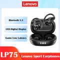 Lenovo-LP75 TWS Fones de Ouvido Esportivos Bluetooth 5.3, Fones de Ouvido Sem Fi