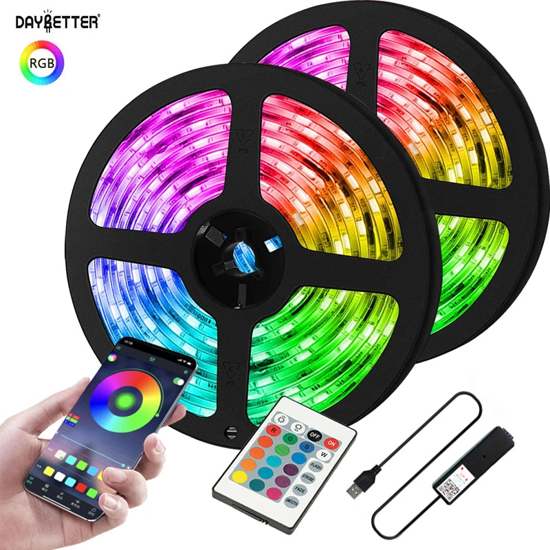 Luzes LED Strip RGB 5050 Daybetter - Controle via Aplicativo Bluetooth, Alimentação USB de 5V