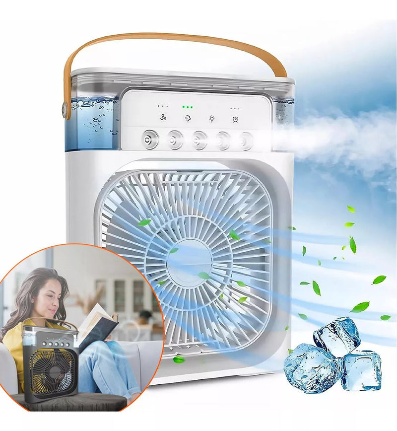 Ventilador Portátil Umidificador com Reservatório de Água e Gelo - Refresque-se em Qualquer Lugar com Conforto e Eficiência!