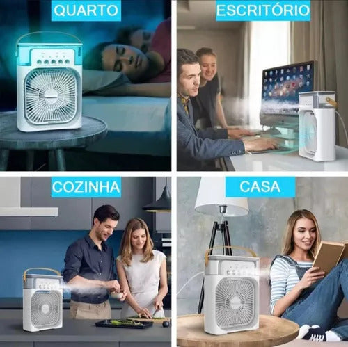 Ventilador Portátil Umidificador com Reservatório de Água e Gelo - Refresque-se em Qualquer Lugar com Conforto e Eficiência!