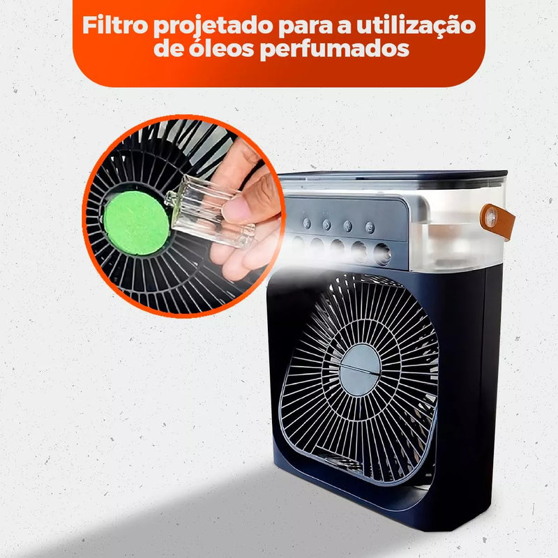 Ventilador Portátil Umidificador com Reservatório de Água e Gelo - Refresque-se em Qualquer Lugar com Conforto e Eficiência!