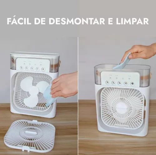 Ventilador Portátil Umidificador com Reservatório de Água e Gelo - Refresque-se em Qualquer Lugar com Conforto e Eficiência!